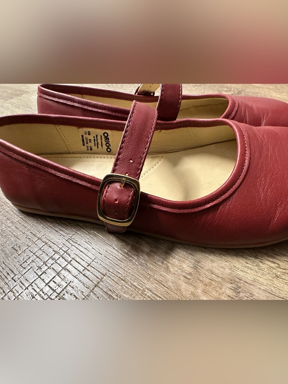 Origo Mary Jane Barefoot Flats in Red - Picture 4 of 6